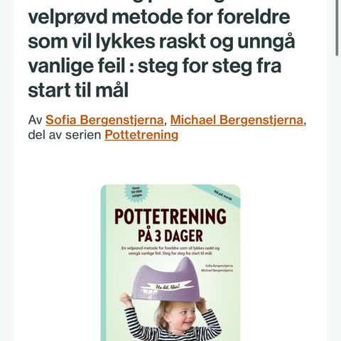 Pottetrening på tre dager