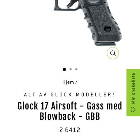 Glock 17 softgun selges uten gass og kuler