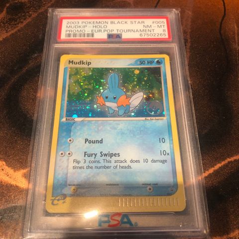 2003 Pokemon Black Star Promo Mudkip Holo European Pop Tournament PSA 8