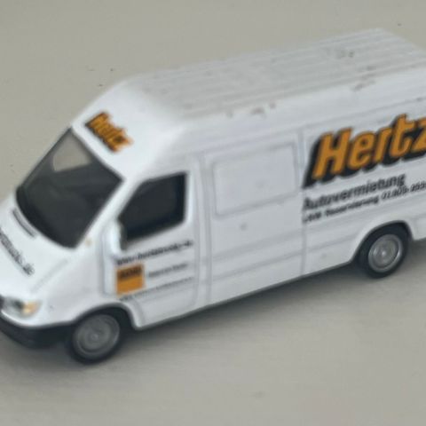 Liten Schuco Mercedes Benz Sprinter med HERTZ-logo