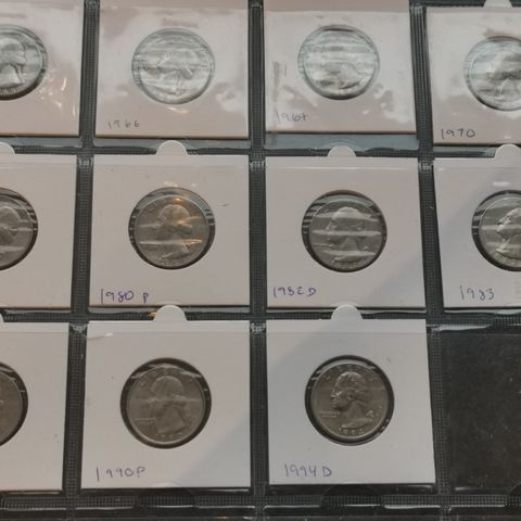 USA quarters lott 11 stk ulike 1965-1994