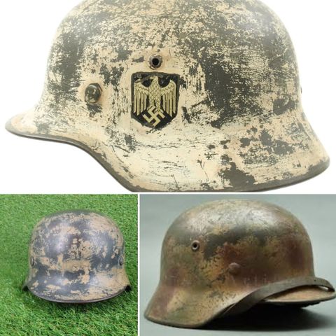 Ønskes kjøpt original WW2 tysk camo hjelm m/dekal