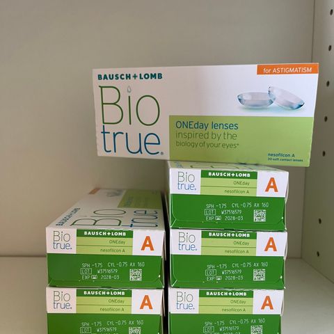 Biotrue kontaktlinser for astigmatisme -1,75 cyl -0,75 axe 160