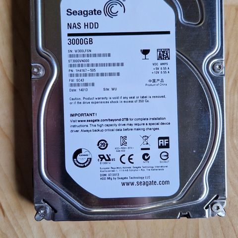 Seagate NAS HDD 3TB 5900RPM SATA 6Gb/S 3.5" HDD
