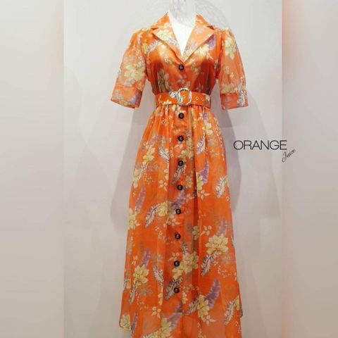 Red Tropical Floral Midaxi-Dress