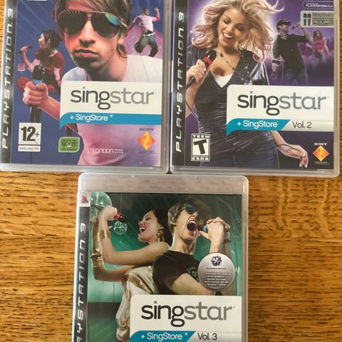 Ps3 spil SINGSTAR 1 / 2 / 3 karaoke PlayStation Eye