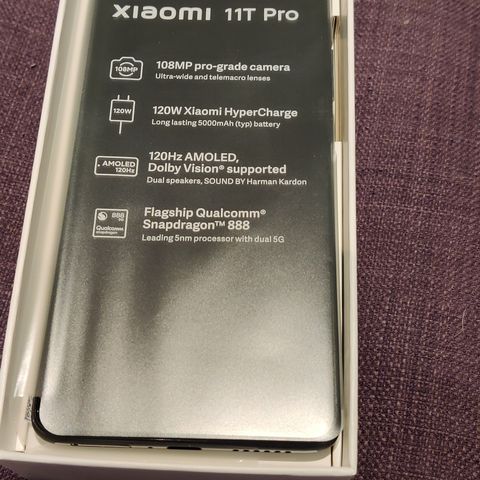 Ny Xiaomi 11t pro.8 gb ram, 256 gb lagring. 120Hz AMOLED-touchskjerm