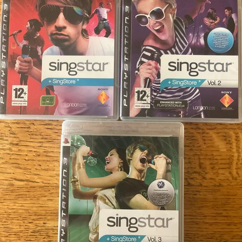 Ps3 spil SINGSTAR 1 / 2 / 3 karaoke PlayStation Eye