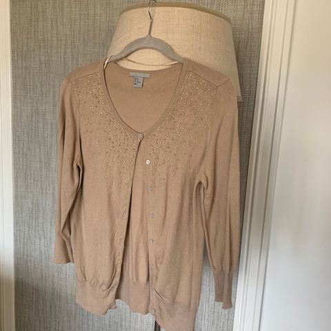 Beige cardigan fra H&M - str. M