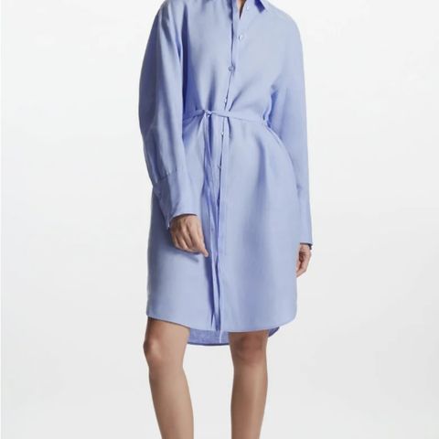 COS Belted Linen Shirt Dress Light Blue str.38 ny