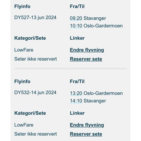 Flybilletter 13.06 svg oslo, retur 14.06 oslo svg.