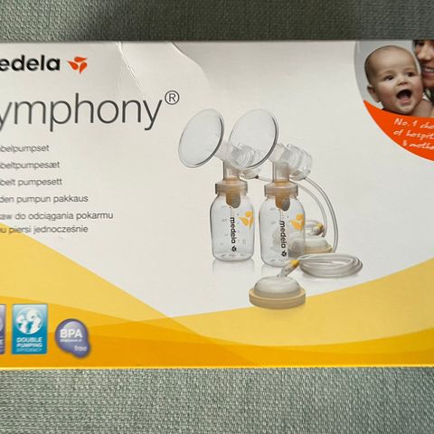 Medela Symphony Dobbelt pumpesett + 11 brystmelksposer + Calma flaskesmokk