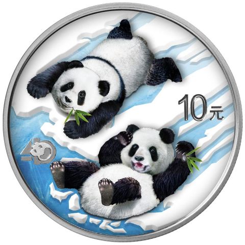 China 2022 PANDA - 30 GR. SØLV- COLOR 40 YEARS JUBILEE EDITION