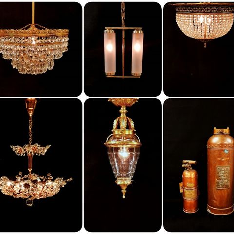Antikk, fransk, kuppellampe, lysekroner, prismekroner, Art Deco