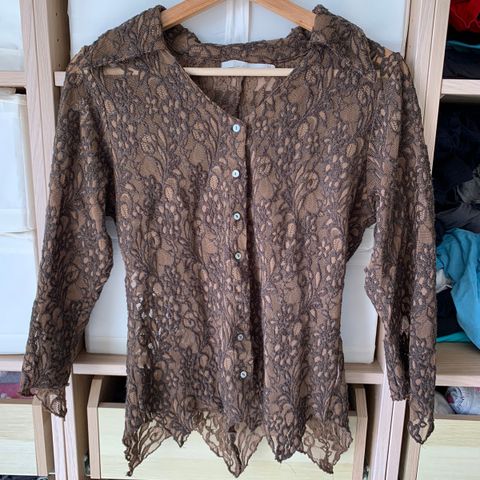 Vintage brun mesh skjorte