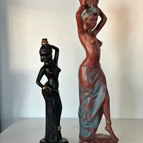 Afrikanske dameskulpturer - vintage