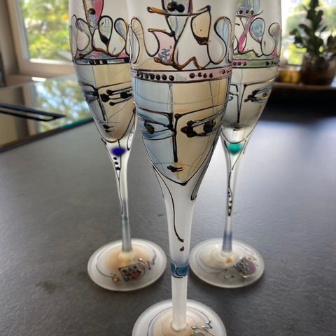 Håndmalte Champagne-glass