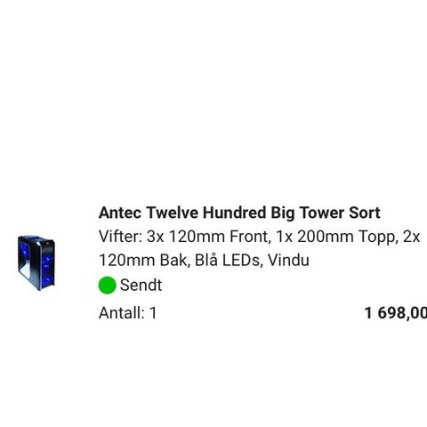 Antec Twelve Hundred Big Tower Sort kabinett m/ CD-spiller/brenner