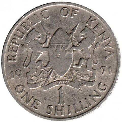 One Shilling Kenya 1971.