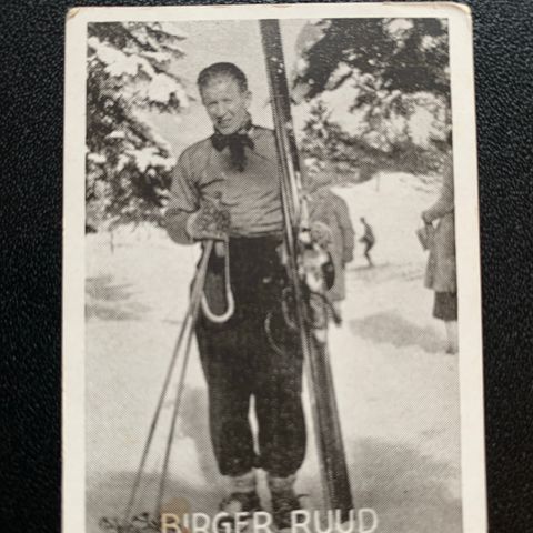 Birger Ruud Kongsberg Hopp Ski Alpint OL Gull sigarettkort fra ca 1936 Cromwell