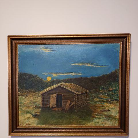 Maleri av en hytte
