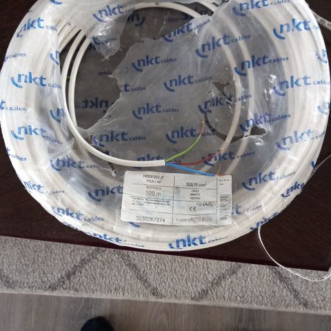 Kabel , 3G 0,75mm², hvit