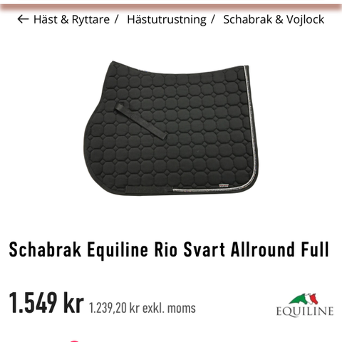 Svart Equiline schabrak Rio full