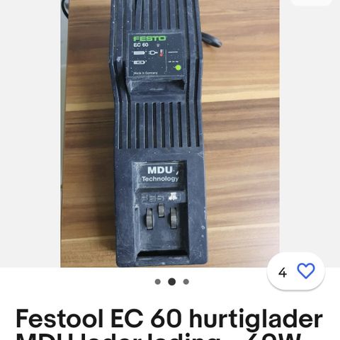 Festool Ec 60 hurtiglader med batteri