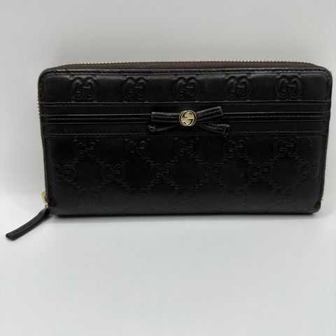 Gucci Ssima Ribbon GG Leather Long Wallet