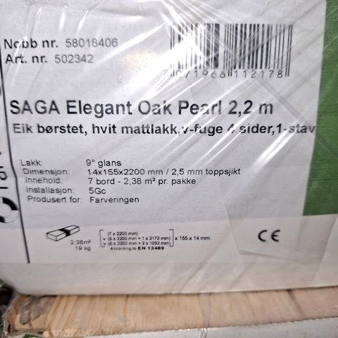 Parkett Saga Elegant Oak Pearl, 17,5 m2