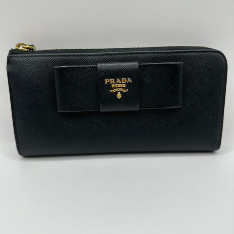 Prada Saffiano Ribbon Leather Zip Long Wallet