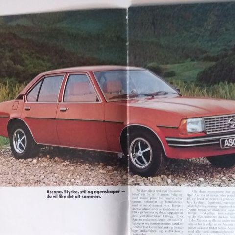 OPEL ASCONA ( B ) -brosjyre. (NORSK)