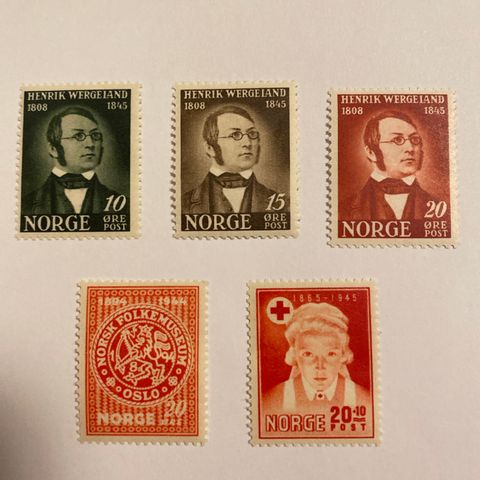 Norge  1945  NK 339-342 344  Postfrisk**