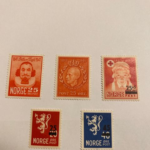 Norge  1947-1949  NK 370-71 374-376  Postfrisk**