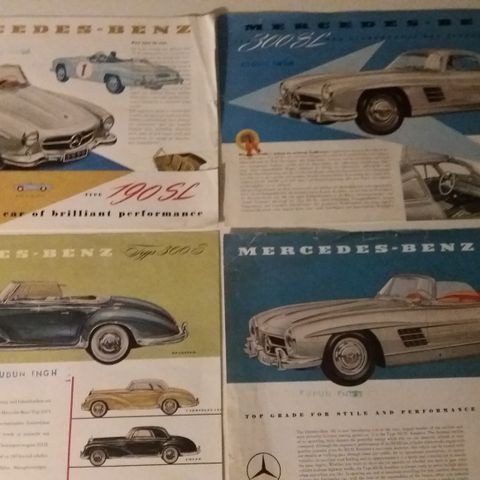 Mercedes-Benz 190 SL / 300 SL og Type 300 S brosjyrer. (4stk)