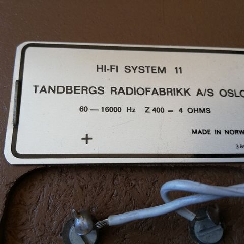 TANDBERG hi-fi system 11 høyttaler par.
