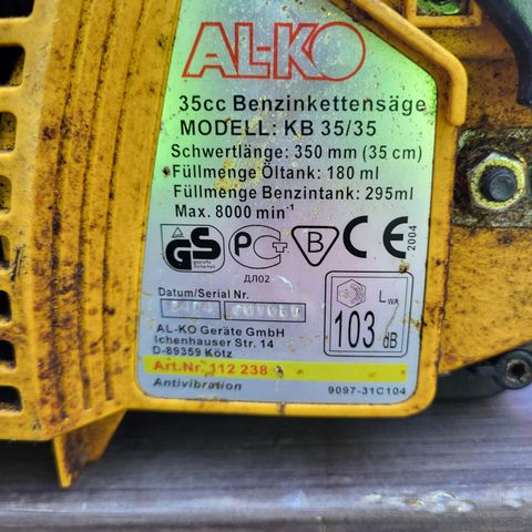 Alko KB35/35 motorsag