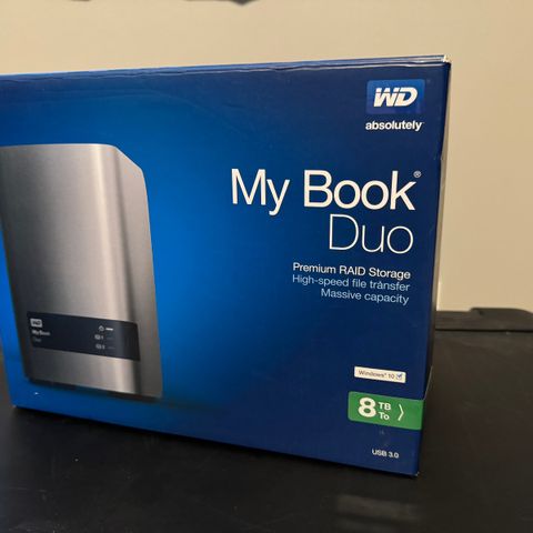 WD MyBook Duo 8TB lagring (2x 4TB)