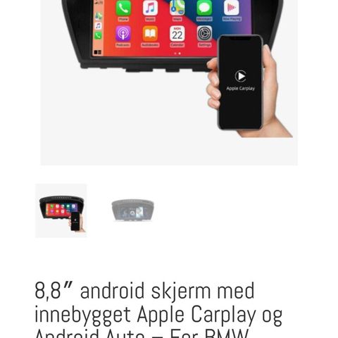 8,8″ android skjerm med innebygget Apple Carplay