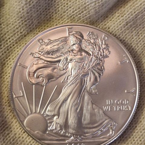 USA Silver Eagle Dollar 2012, 1oz 999 sølv med kapsel