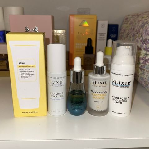 Hudpleie verdt 4400 kr, salgspris 500kr, Elixir, Elemis, Klairs