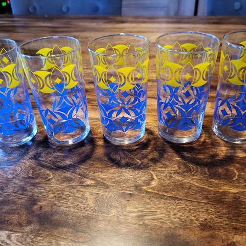 5 stk retro/vintage glass