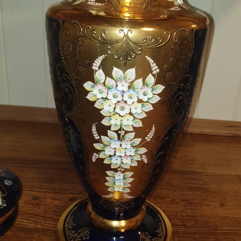 Stor Bohemia vase og bolle m/lokk