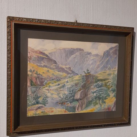 Knut Askeland (Radøy,1889-Oslo,1970),"Fra Hardanger", gammel akvarell