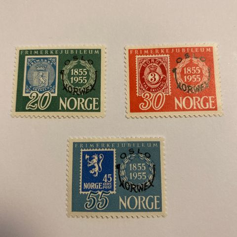 Norge  1955  Norwex Overtrykk  NK 428-430  Postfrisk*  ( *Nesten usynlig )