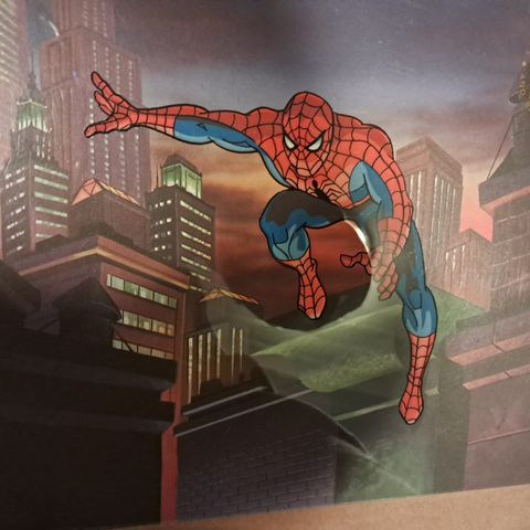 Ryddesalg!!! Spiderman  90s Cartoon cel  med bakgrunn og med sertifikat.