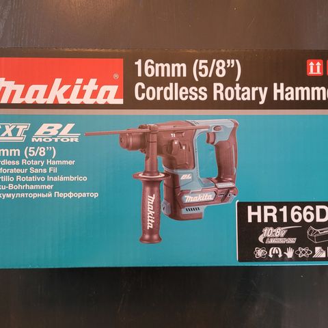 Ubrukt Makita HR166DZ børsteløs 10.8V/12V SDS+ drill  (kun kropp)