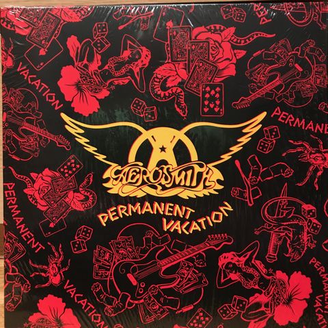 Aerosmith - "Permanent Vacation" - limitert rød/sort marbeled vinyl