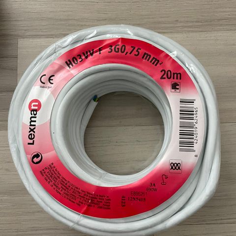 H03VV-F black 3 G 0,75 mm² elektrisk kabel