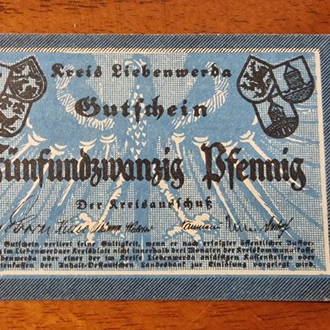 Tysk Prussian Province of Saxony 25 Pfennig (1920) UNC Notgeld Seddel